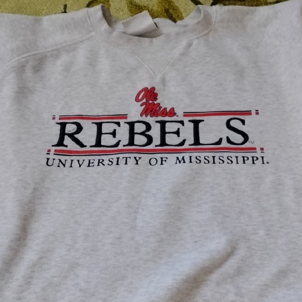 Champion White Ole Miss Rebels University of Mississippi Crewneck Sweatshirt